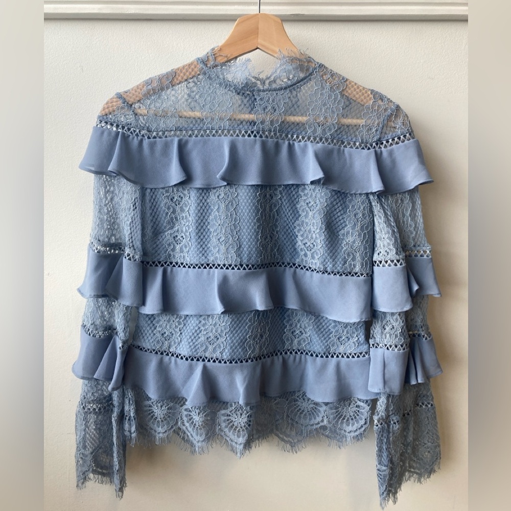 KEEPSAKE the Label Steel Blue Lace Top